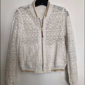Anthropologie Lace Bomber Jacket